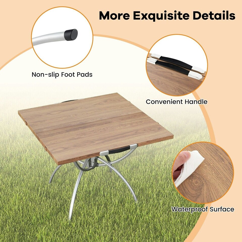 image 1 of COSTWAY 2 PCS Extendable Camping Table Foldable Picnic Table Brown