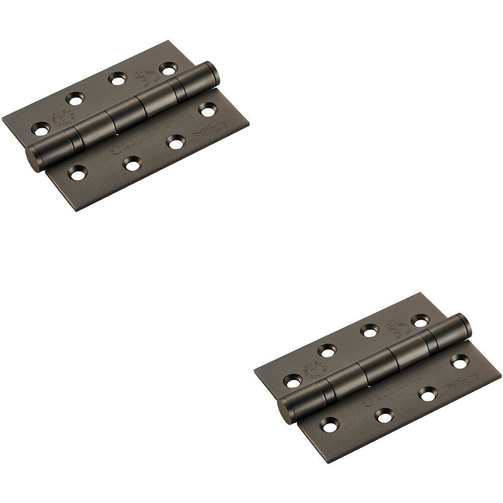 Loops 2x PAIR 102 x 76 x 3mm 13 Ball Bearing Hinge Matt Bronze Interior Door