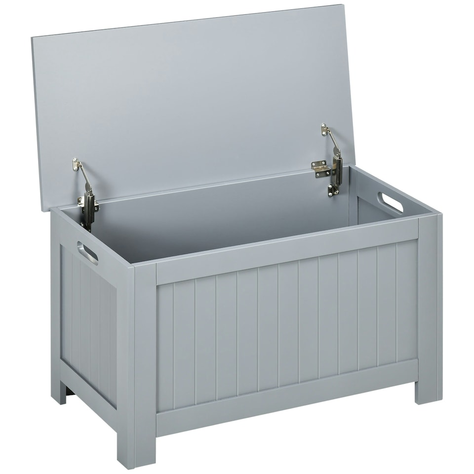 image 1 of HOMCOM Storage Box Toy Chest Cabinet Unit Organizer with Safety Hinges White