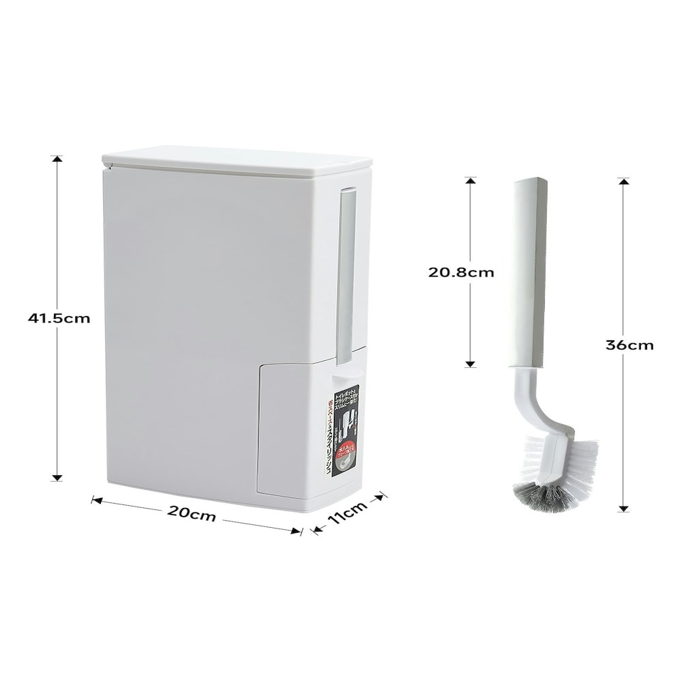 image 1 of Living and Home Slim Plastic Trash Can with Toilet Brush Set White