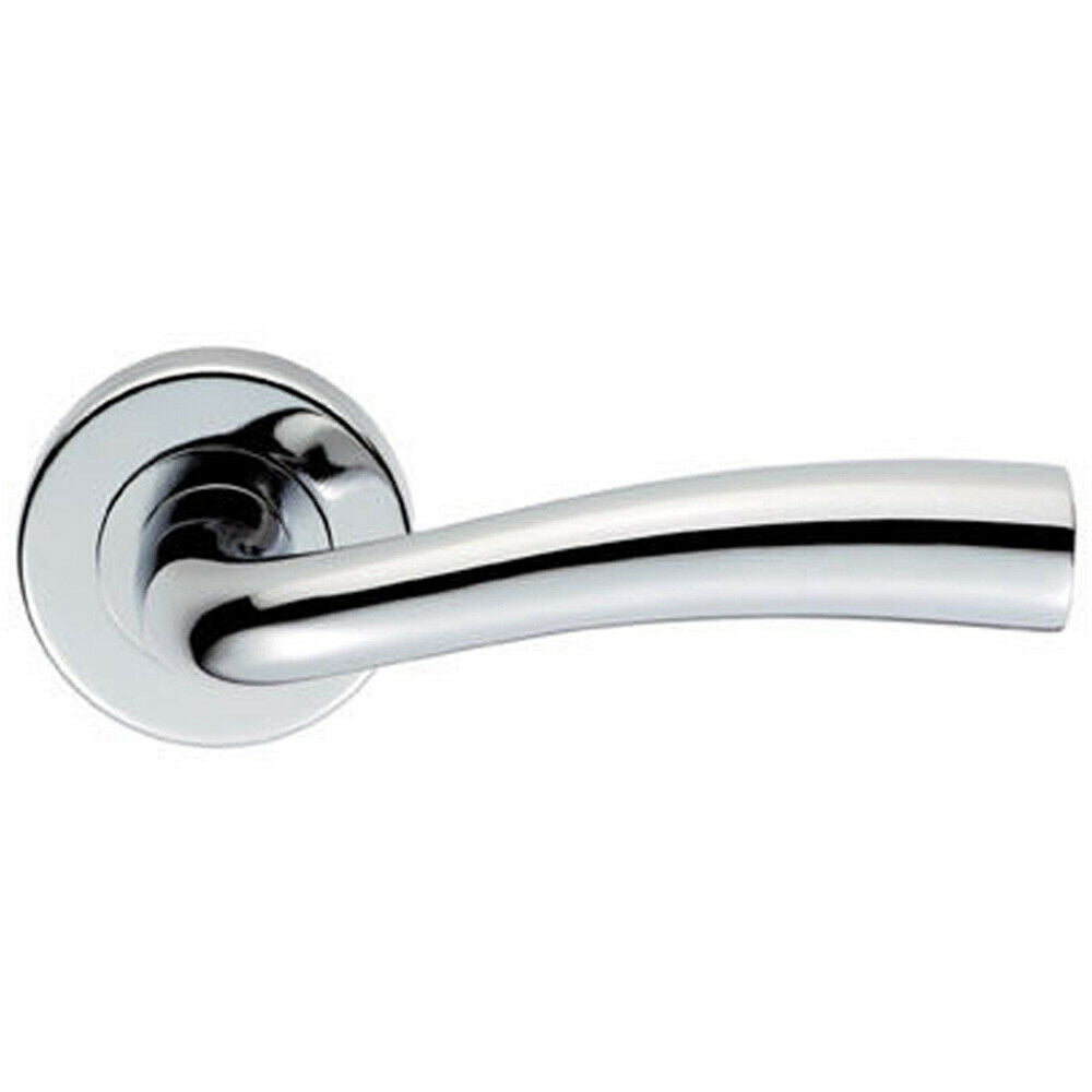 Loops PAIR Curved Flowing Flared Handle Concealed Fix Round Rose Polished Chrome