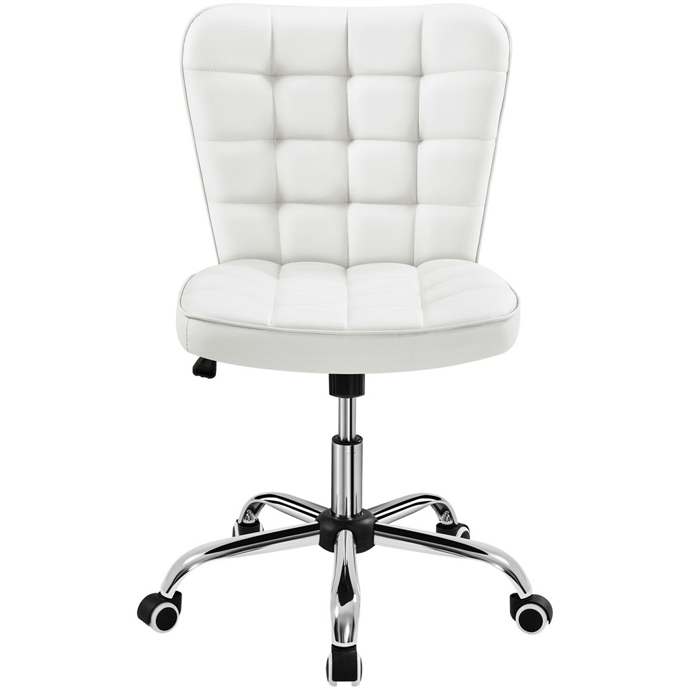 Yaheetech Tufted Armless Desk Chair Adjustable Seat Height