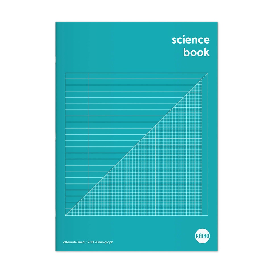 image 1 of Rhino A4 64 Page Green 8mm Lined with Margin and 20mm Graph Ruling Reverse Science Book
