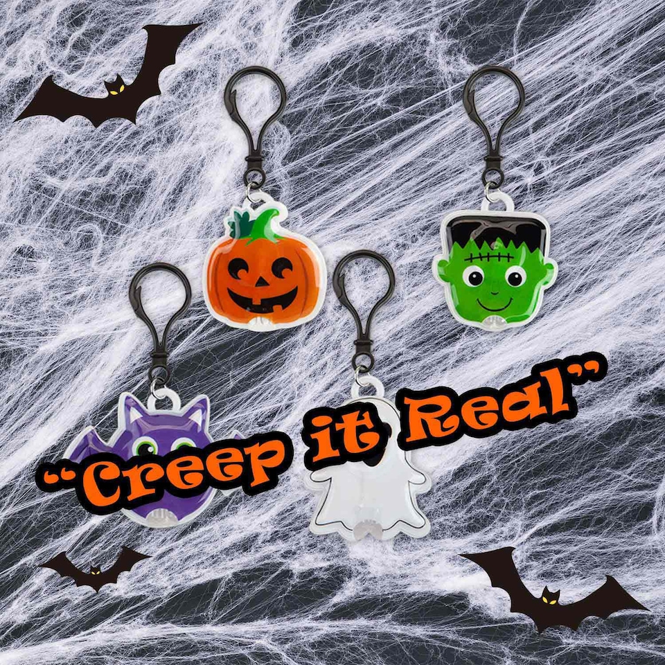 image 1 of vfm-estore Halloween Clip-On Light - 1 Piece Mystery Bag, Bat Frankie Pumpkin or Ghost