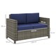 image 3 of Outsunny Rattan Sofa, 2 Seater Garden Furniture with Soft Padded Cushion and Armrests, Wicker Garden Loveseat for Patio, Navy Blue | Blue | Two Seater