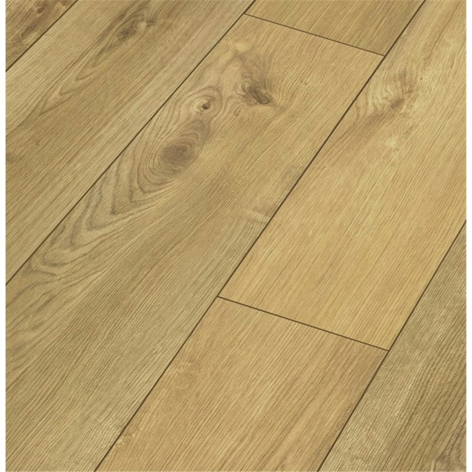 image 1 of PACK OF 10 (Total 10 Units) - Light Oak 12mm Thick Laminate Flooring (14.8m2 Coverage)