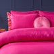 image 2 of OHS Print Frill Edge Duvet Cover Set with Pillowcase Microfibre Bedding | Pink | Hot Pink/Orange/Pink | King