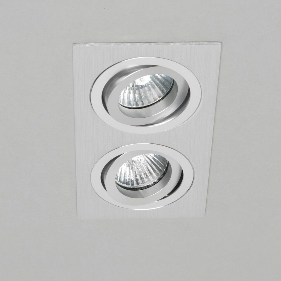 image 1 of BHS Faina 2 Light Adjustable Double Recessed Spotlight | Silver | Silver | 1