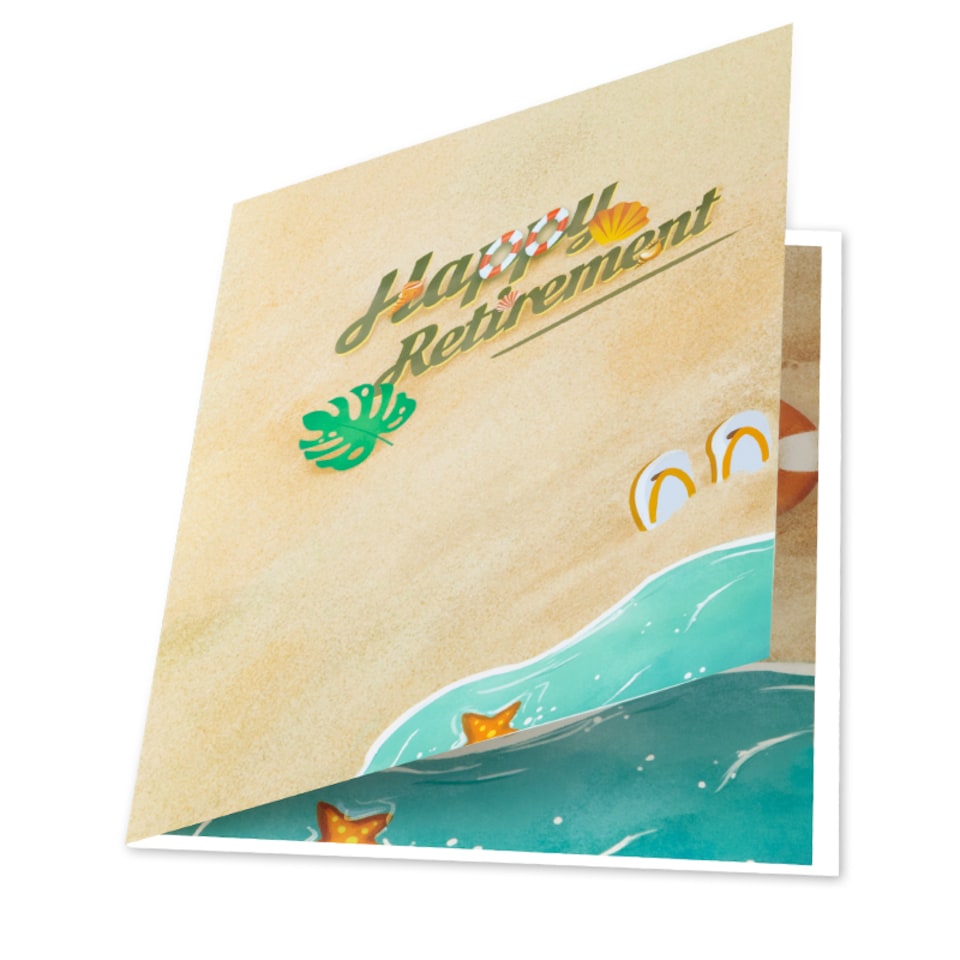 image 1 of Chill & Cheers Beach Themed 3D Pop Up Retirement Card