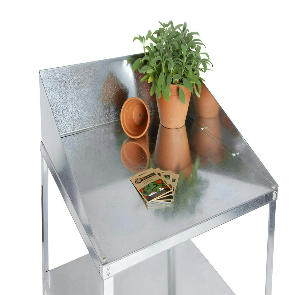 image 1 of Lacewing Traditional 2 Tier Greenhouse Square Workstation Staging Silver 60cm