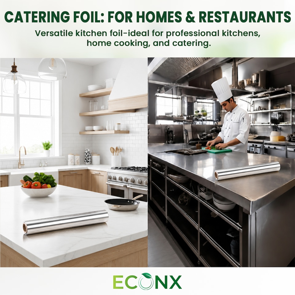 image 1 of ECONX Heavy-Duty Kitchen Foil 75M X 30CM Aluminium Foil Roll Food Service & Catering 1 Roll