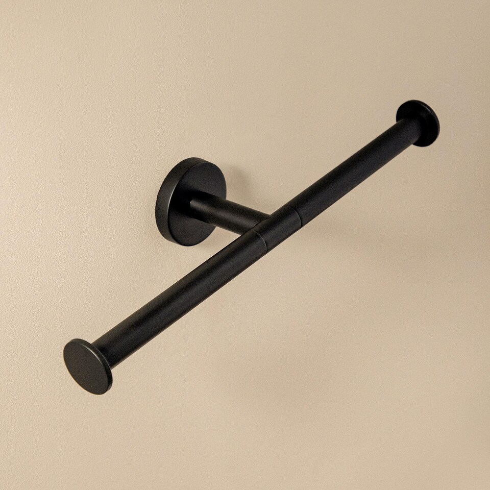 image 1 of COSMIC Double Toilet Roll Holder, Matt Black, Hidden fixings, Start Collection