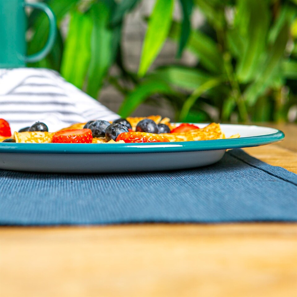 image 1 of Argon Tableware 25.5cm Enamel Dinner Plates Set - 4 Colours - 10inch Large Dish Plates Metal Enamel Tableware Dinner Set