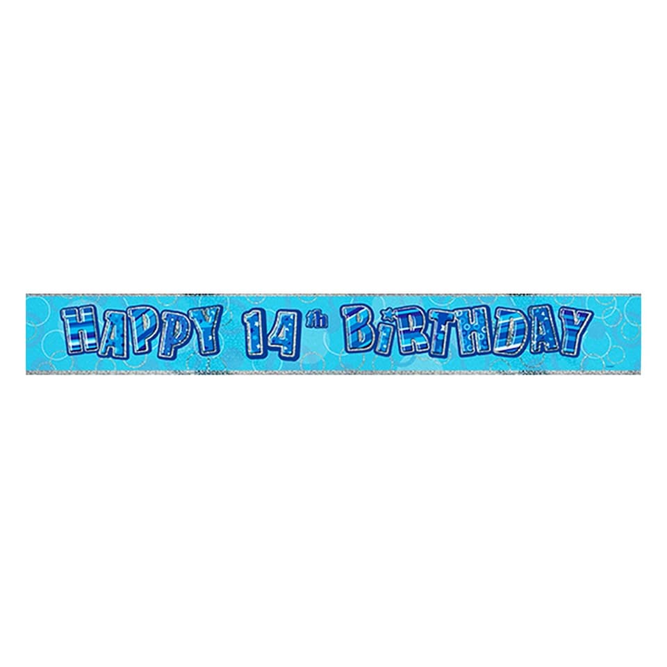 image 1 of Unique Party Childrens Happy Birthday Glitz Foil Banner - Blue - 15th