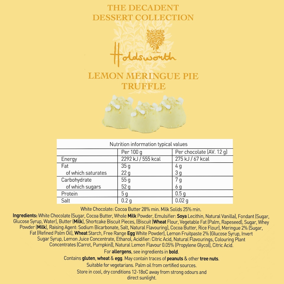 image 1 of Holdsworth Chocolates Lemon Meringue Truffles Ballotin Box 110g
