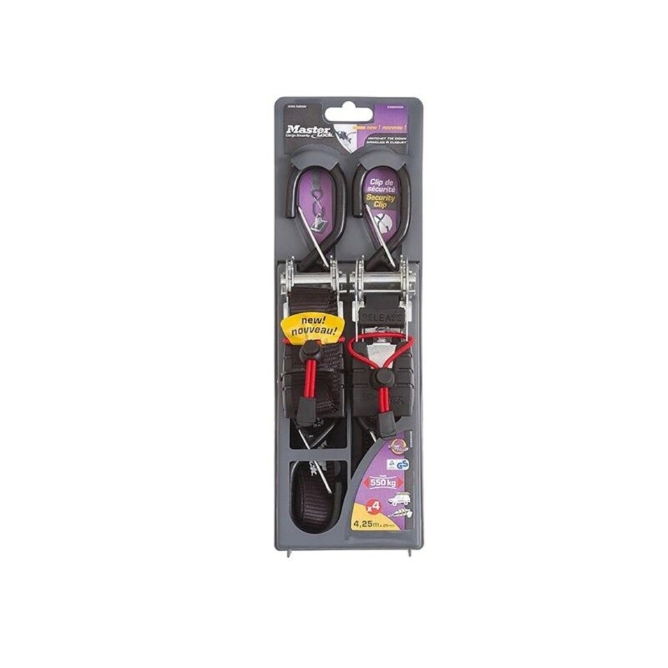 image 1 of Master Lock Spring Clamp Tie-down - Multi Colour - 4.25m (Pack of 2) | Multi | 4.25m (Pack of 2)