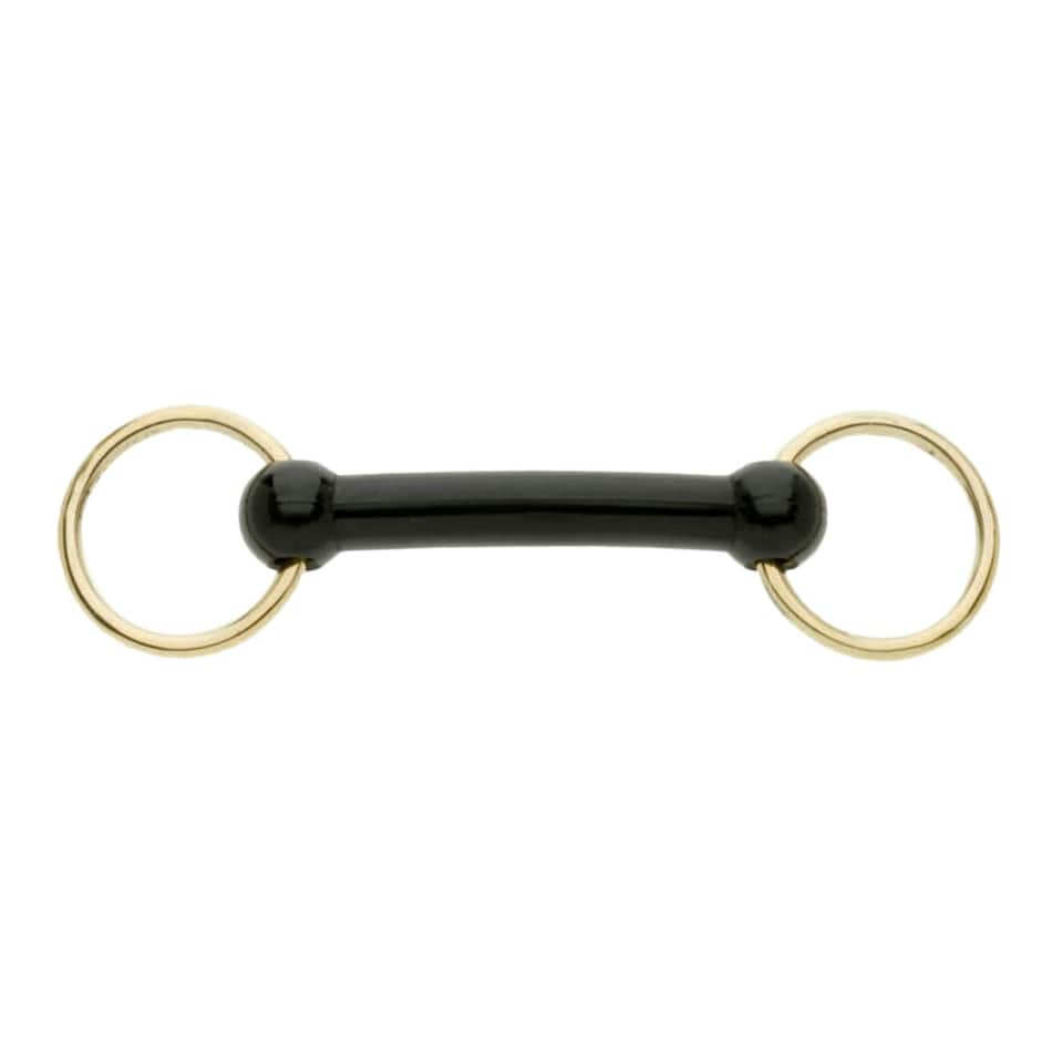 Lorina Nylon Mullen Mouth Brass Ring Bradoon - Brass/Black - 4in