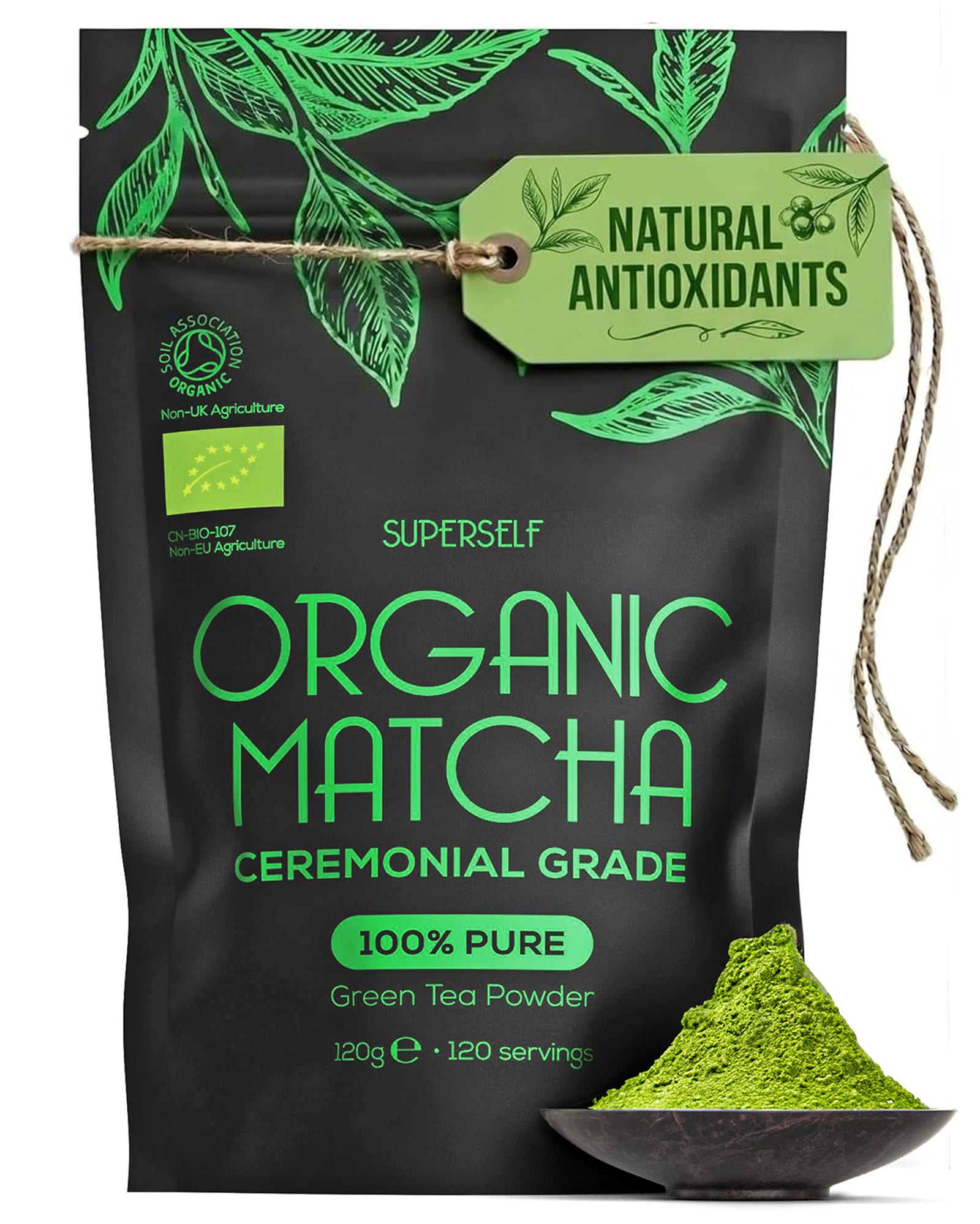 SuperSelf Organic Matcha Green Tea Powder Ceremonial Grade 120g