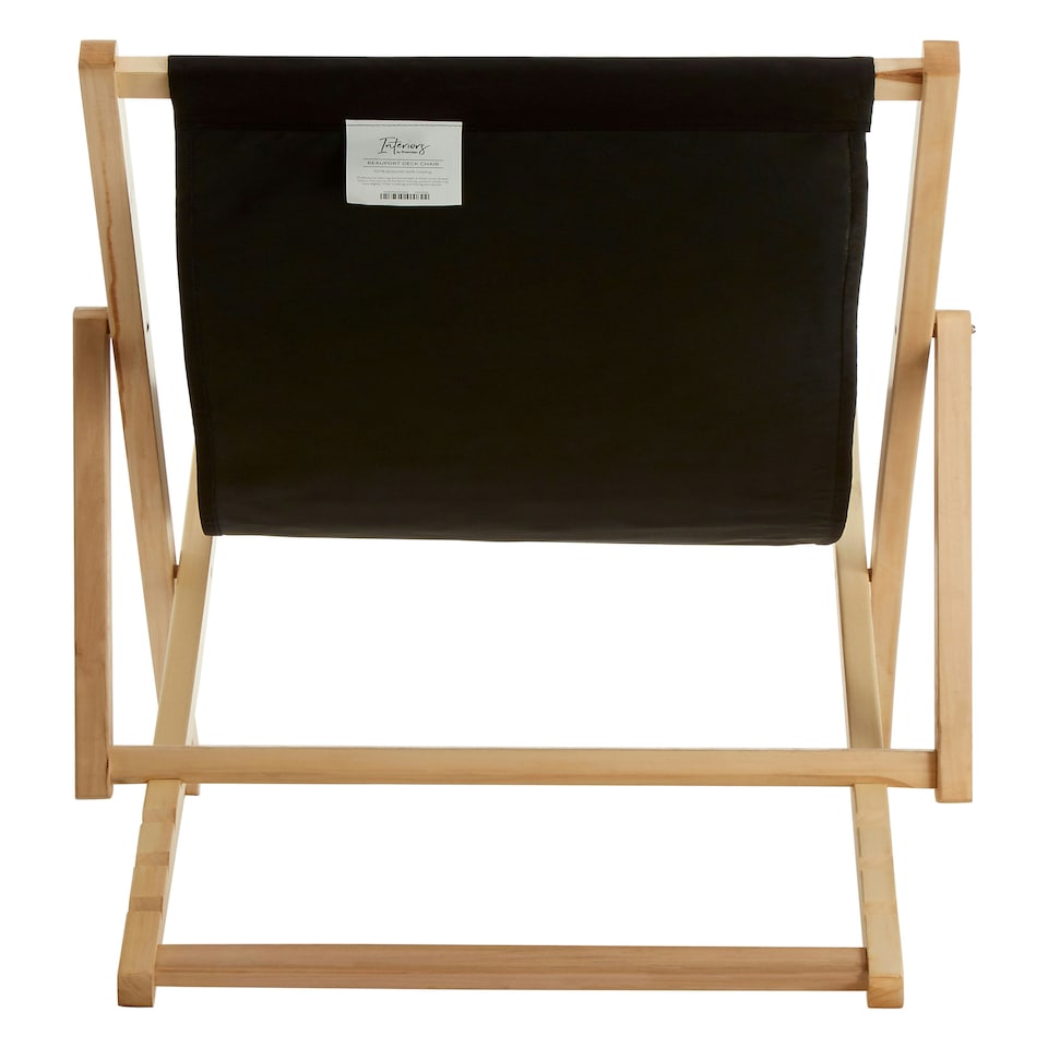 image 1 of Interiors by Premier Adjustable Black Deck Chair, Sling Design Lawn Chair, Ethically Sourced Deck Chair, Stylish Garden Chair