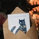 image 3 of Best Cat Dad Floral Pattern Fur Pet Folk Art Birthday Card