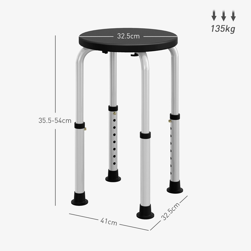 image 1 of HOMCOM Bath Chair Height Adjustable Shower Seat for Elderly Black