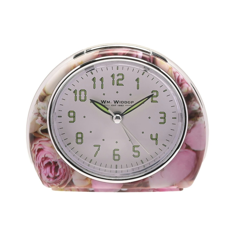 image 1 of Wm.Widdop Quartz Alarm Clock - Pink Rose Design L/S/C Pink