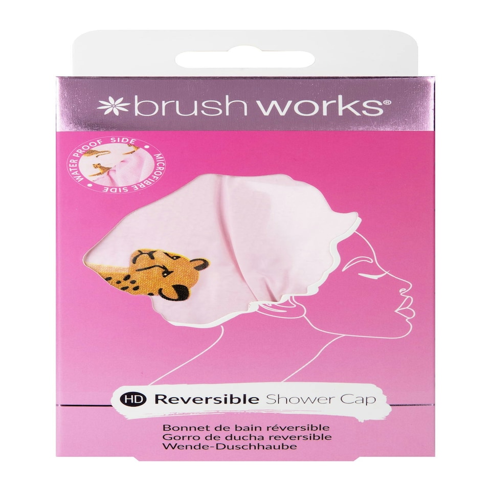 image 1 of Brushworks Reversible Shower Cap - Leopard Pattern