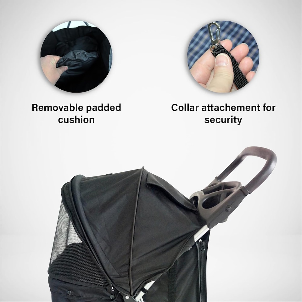 image 1 of Pet Stroller Dog Cat Puppy Pram Pushchair Travel Cart Jogging Buggy Carrier (Red)