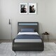 image 7 of Orion LED Lights Headboard Gaming Style Black Faux Leather Bed Frame (Single)