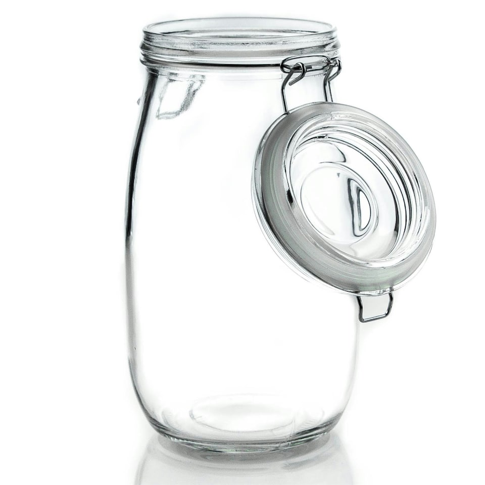 image 1 of Nicola Spring Heart Glass Storage Jars with Labels - 1.5 Litre - Clear Seal - Pack of 6