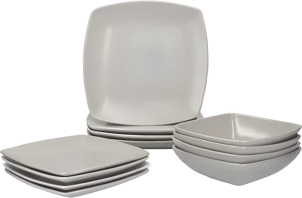 image 1 of Creative Tops Raven Grey Square 12 Piece Dinner Set