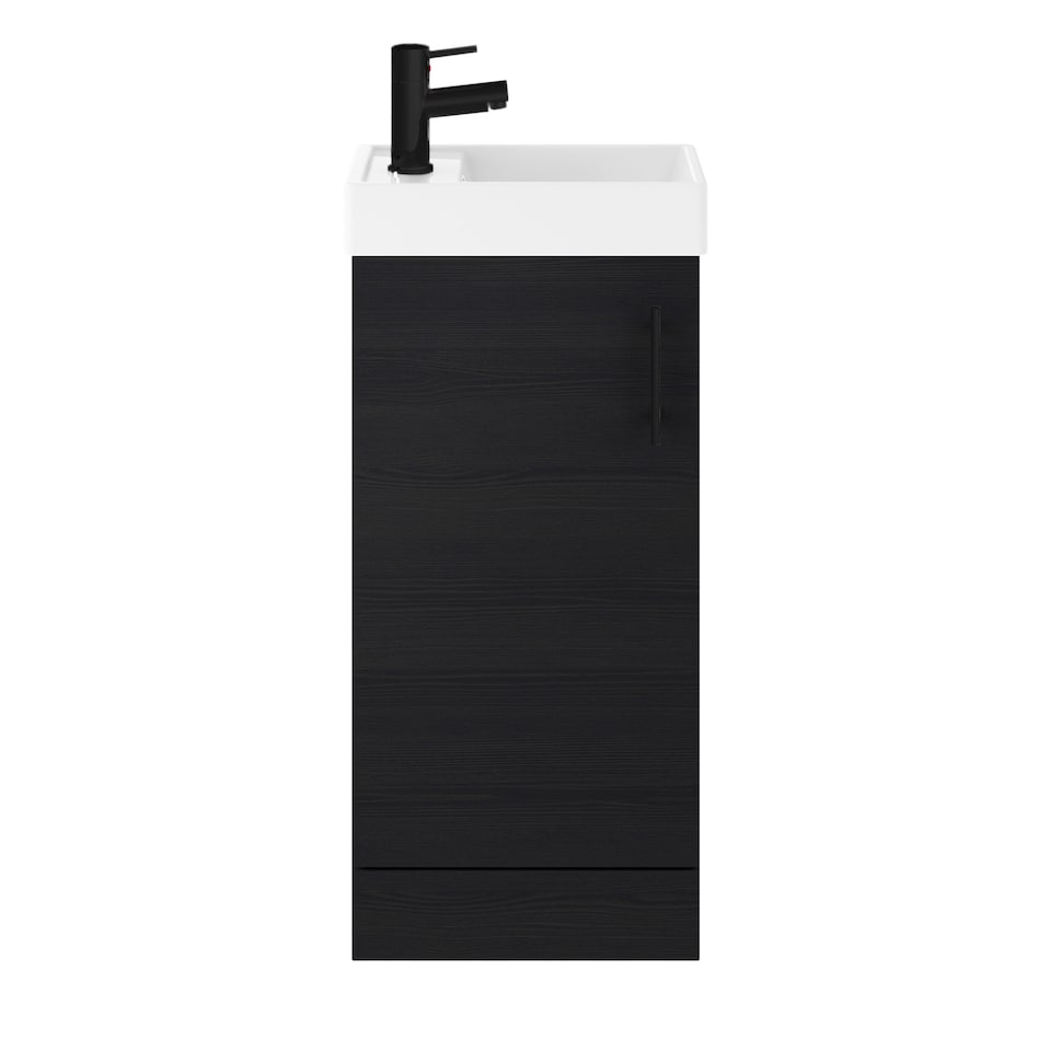 image 1 of Balterley Floor Standing Vanity Basin 400mm Charcoal & Matt Black Handle