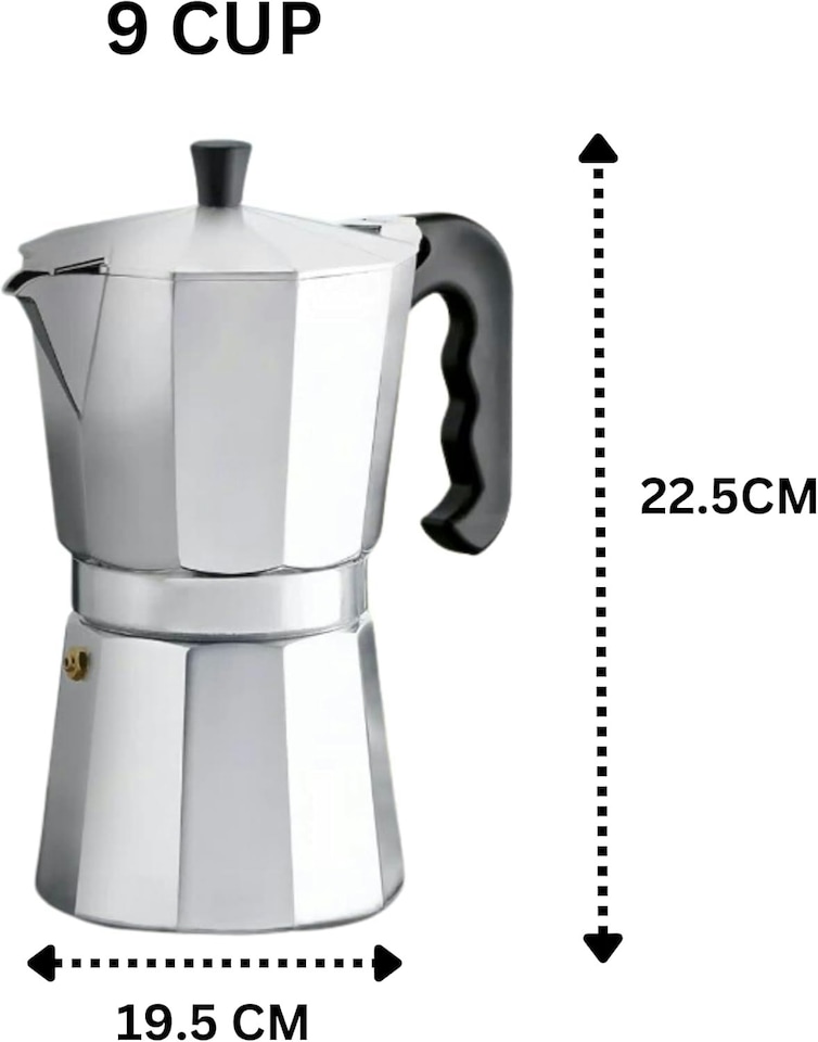 image 1 of Straame 9 Cup Stovetop Coffee Maker, Authentic Expresso Maker