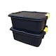 image 1 of 2 x 24L Heavy Duty Storage Boxes, Sturdy, Lockable, Stackable and Nestable Design Storage Chests with Clips in Black