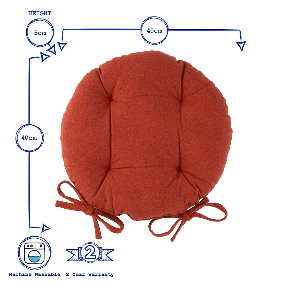 image 1 of Harbour Housewares Round Garden Chair Seat Cushions - Paprika - Pack of 6 Red