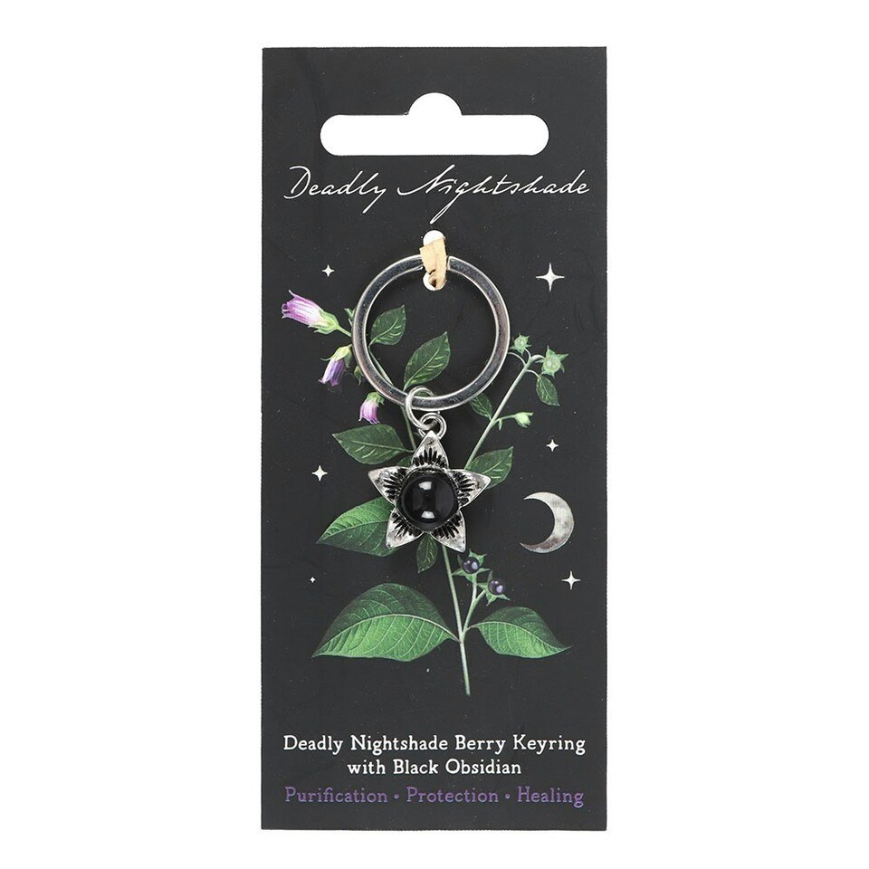 image 1 of Deadly Nightshade Keyring with Black Obsidian