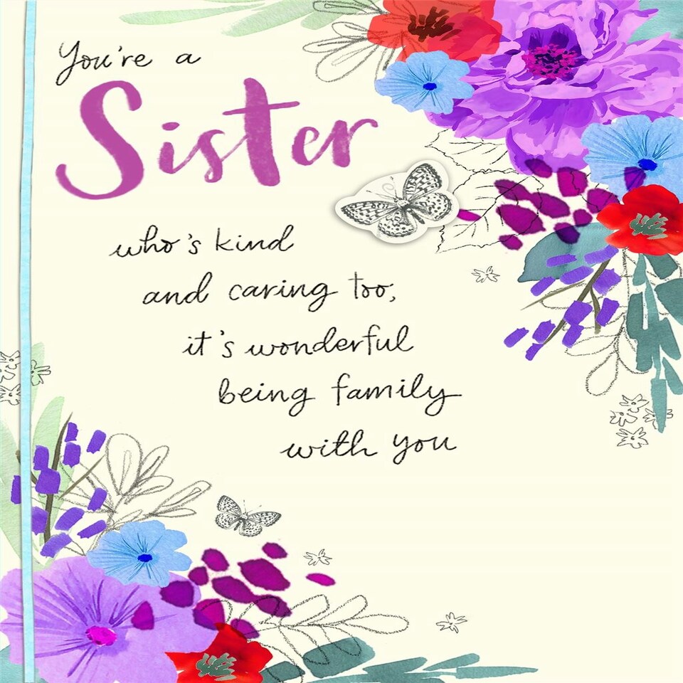 image 1 of Willow Floral Bouquet Sister Birthday Card