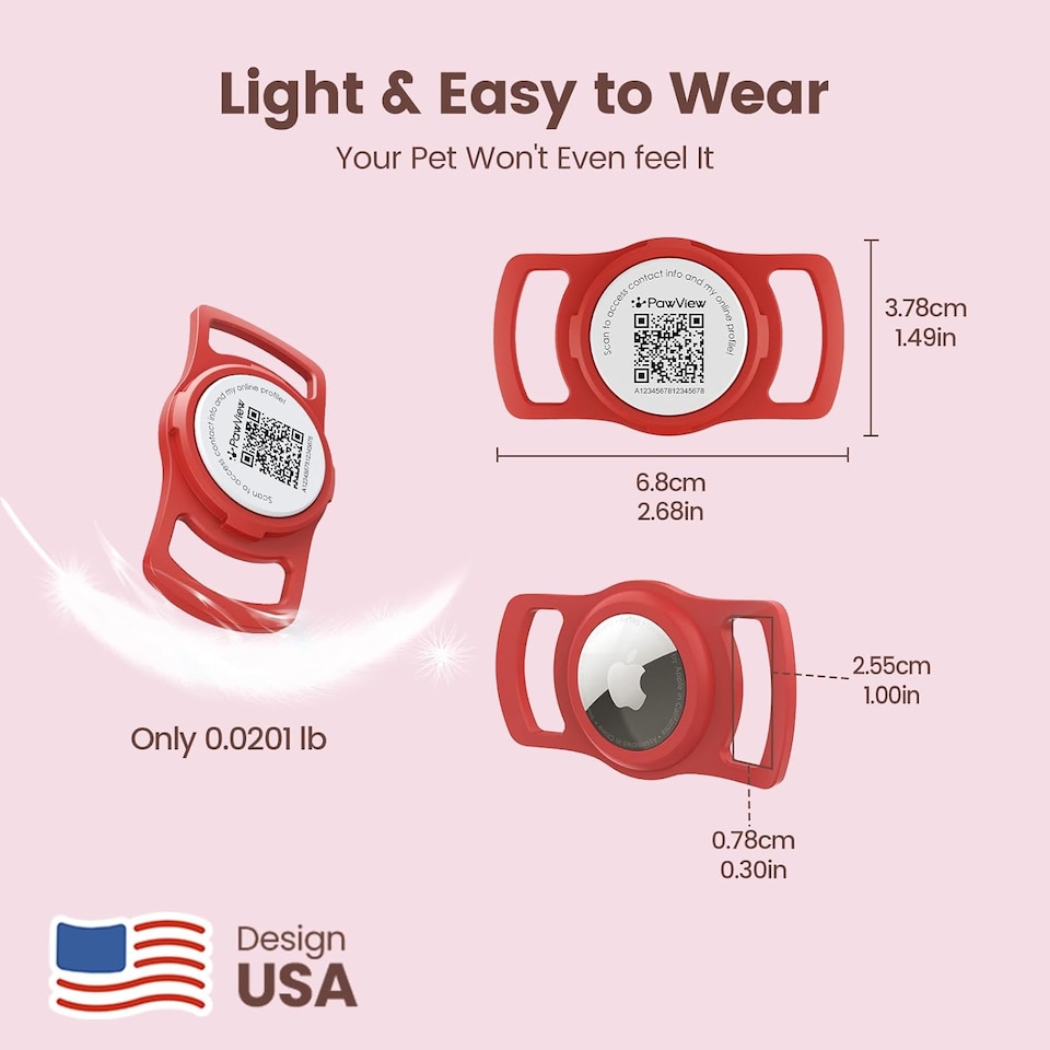 image 1 of AirTag Dog Collar Holder & Free App Pet Tracker Smart QR ID