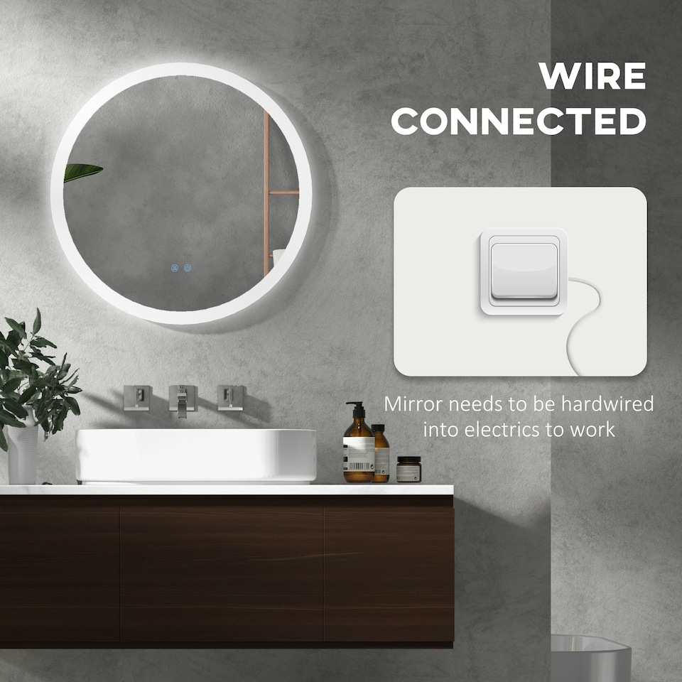 image 1 of kleankin Illuminated Bathroom Mirror with LED Lights, Defogging Film