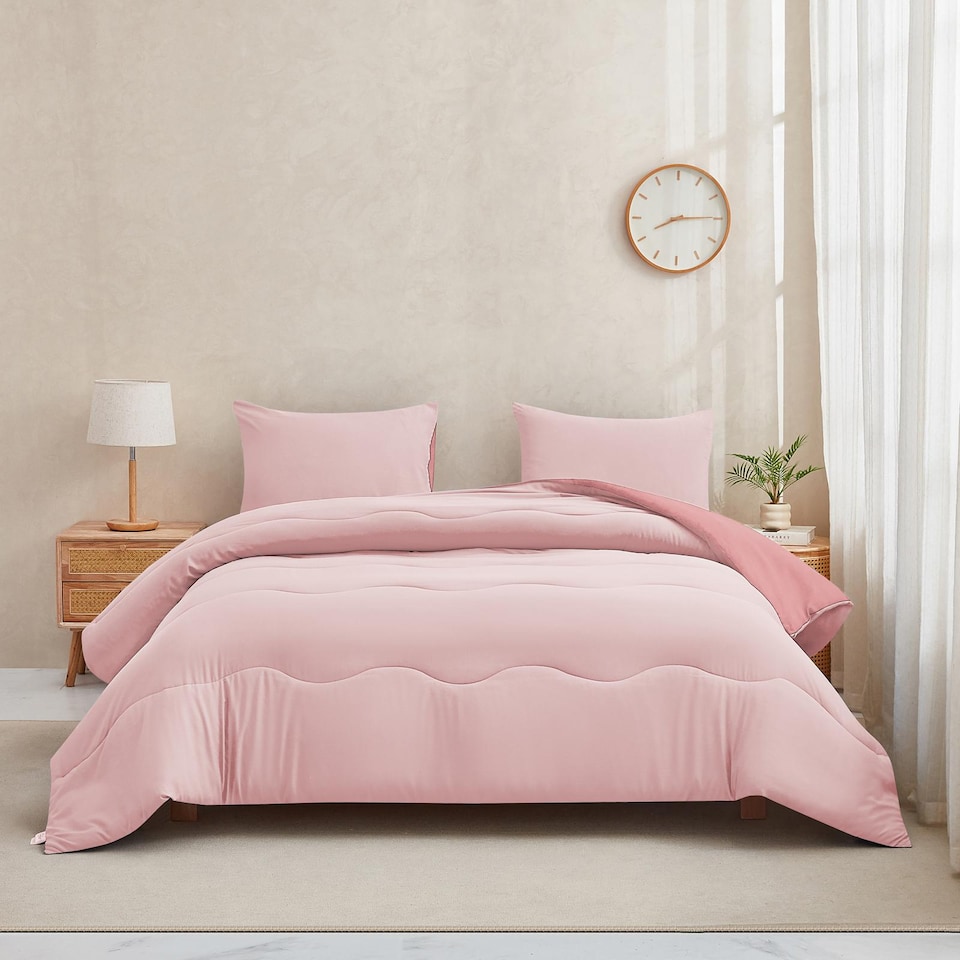 image 1 of 10.5 Tog Soft Coverless Reversible Duvet Set with Quilted Pillowcase Cover