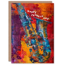 Saxophone Oil Colourful Fathers Day Dad Card