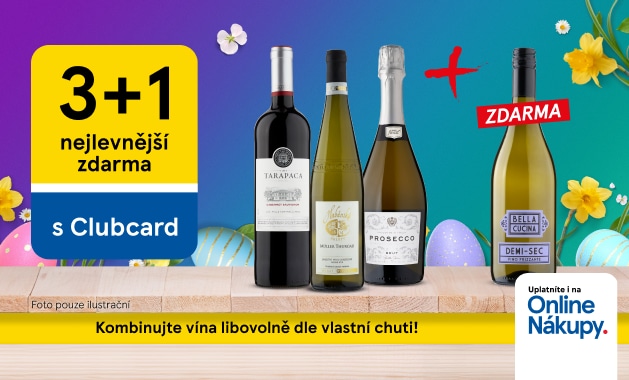 Kupte 4 vína, nejlevnější získejte zdarma