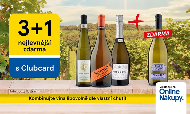 Kupte 4 vína, nejlevnější získejte zdarma