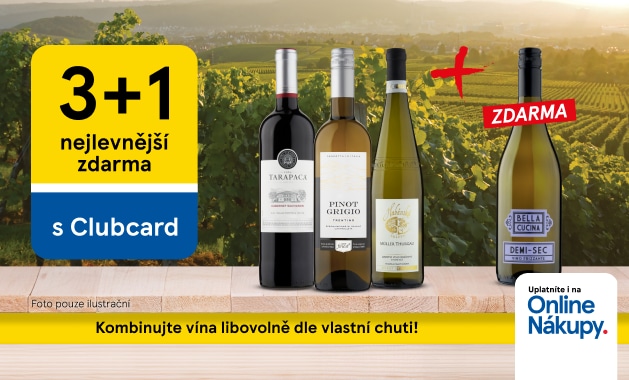 3+1 zdarma na vína dle vlastního výběru s Clubcard