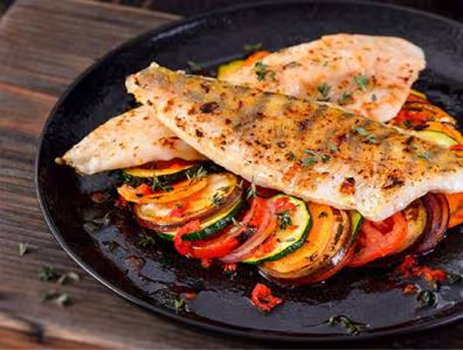Candát s ratatouille připravený na grilu