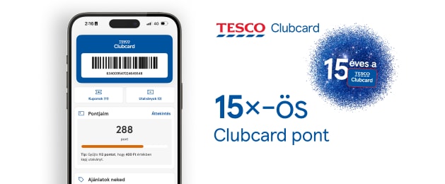 Keresd a kuponokat az appban 15×-ös Clubcard pontokért 