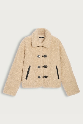 Krémszínű rövidített csatos kabát