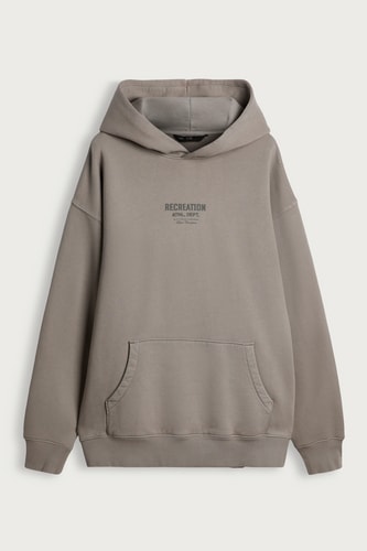 Szürke, túlméretezett kapucnis pulóver