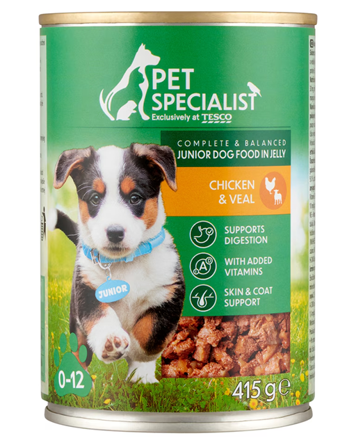 Pet Specialist teljes értékű állateledel kölyökkutyáknak borjúval és csirkével