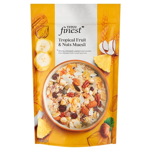 Tesco Finest müsli s tropickým ovocím a orechmi